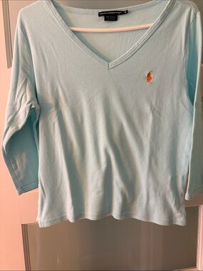 Ralph Lauren Sport Torquise  100% Cotton  3/4 Sleeve Top